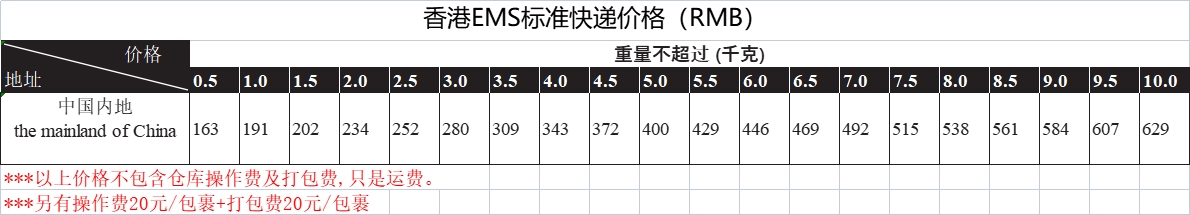 香港直郵內(nèi)地價格